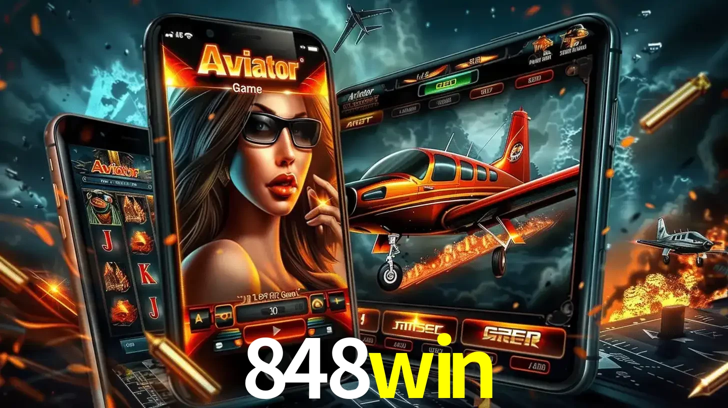 O popular jogo de apostas Aviator exibido em vários celulares e tablets, mostrando a interface emocionante e a ação de voo disponíveis para jogar agora no 848win.