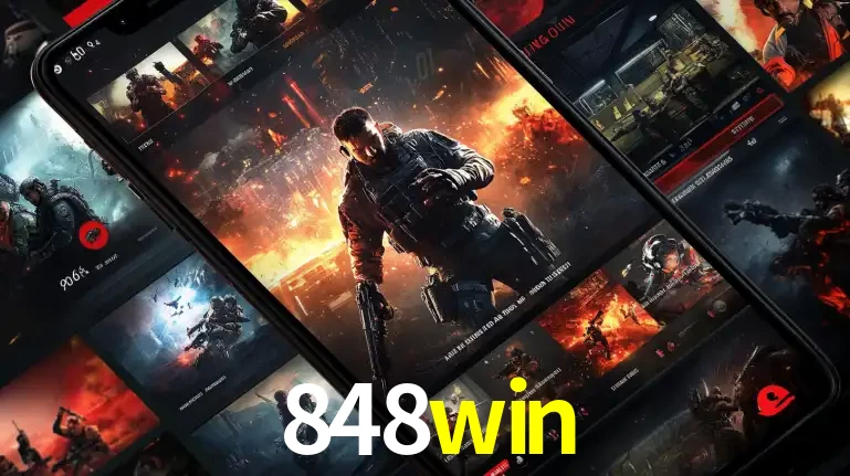 Tela de um celular exibindo uma galeria de jogos de tiro com temática militar, mostrando a variedade de e-sports disponíveis para apostas na plataforma de entretenimento 848win.